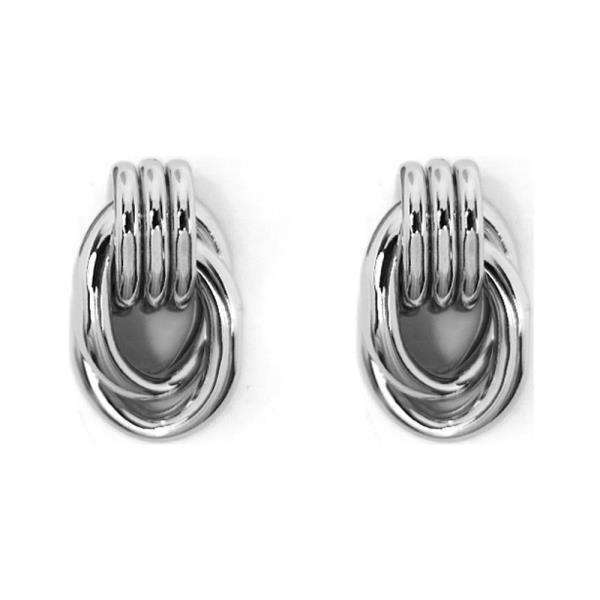 TEXTURED METAL OVAL LINK STUD EARRING