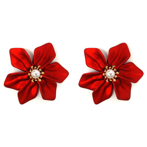 COLOR METAL FLOWER STUD EARRING