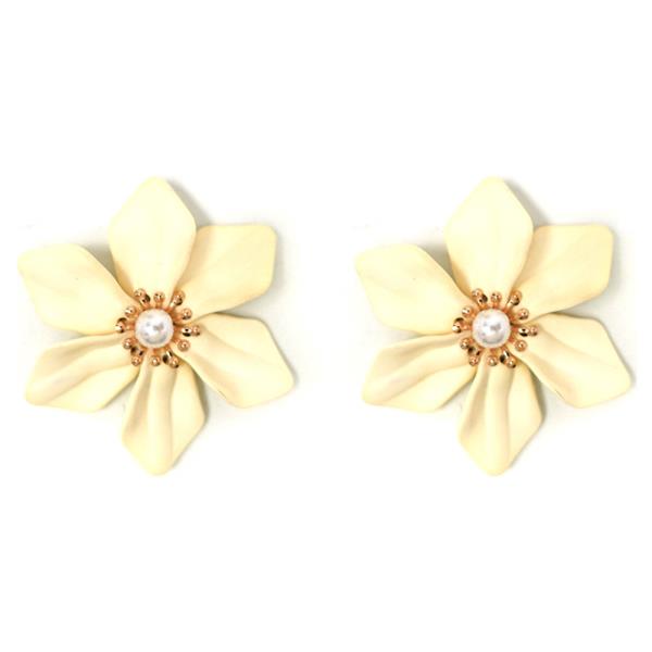 COLOR METAL FLOWER STUD EARRING