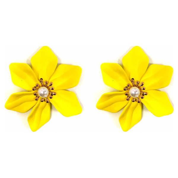 COLOR METAL FLOWER STUD EARRING
