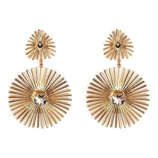 TEXTURED METAL CRYSTAL STARBURST DANGLE EARRING