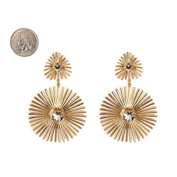 TEXTURED METAL CRYSTAL STARBURST DANGLE EARRING