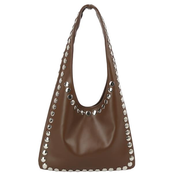 SMOOTH STUD SHOULDER HOBO BAG