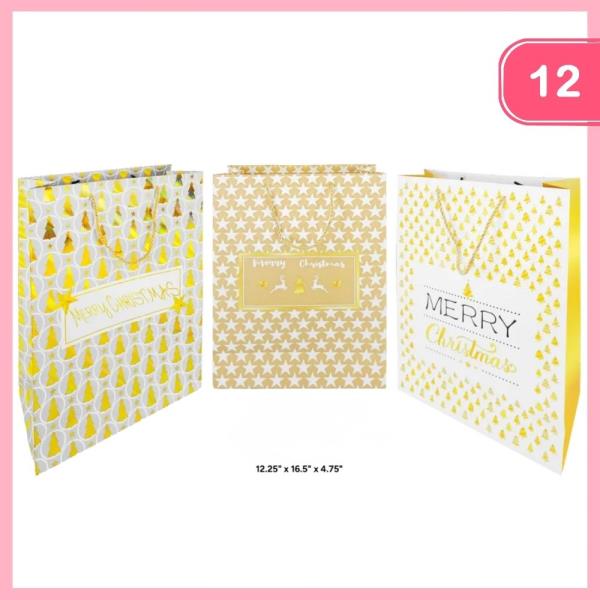 LARGE CHRISTMAS PATTERN GIFT BAGS (12 UNITS)