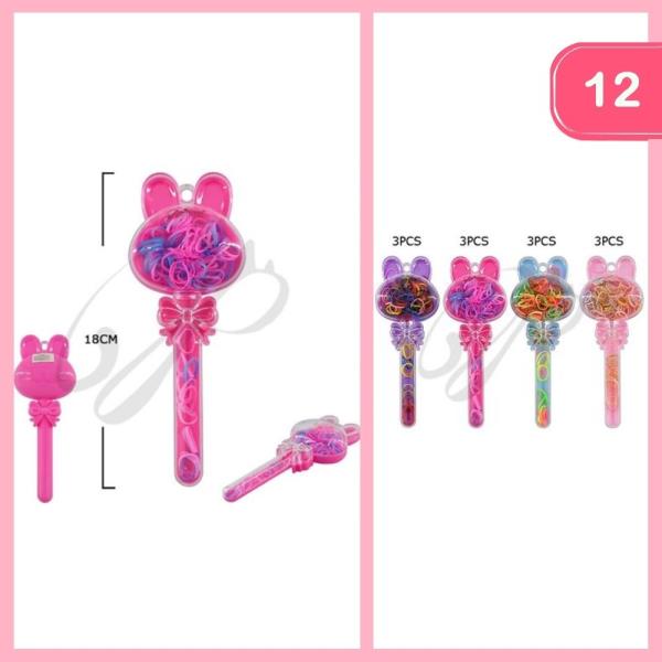 BUNNY CASE RUBBER HAIR TIES (12 UNITS)