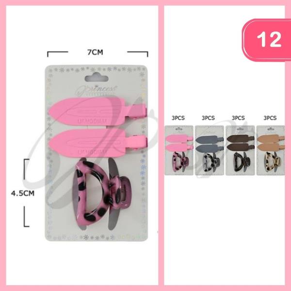 HAIR CLAW CLIP WITH HAIR PINS (12 UNITS)