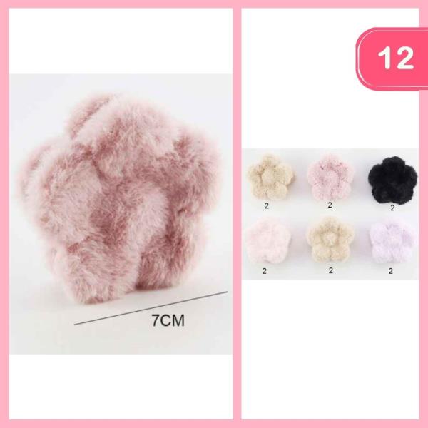 PLUSH FLOWER HAIR CLAW CLIP (12 UNITS)