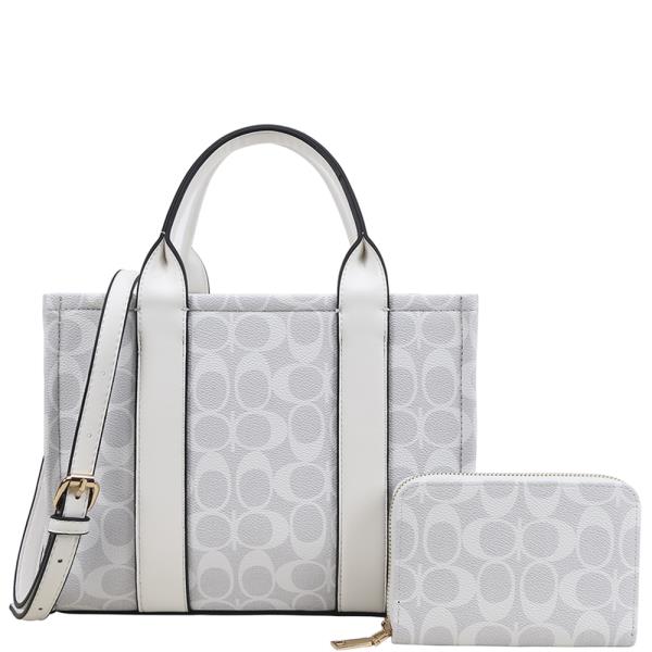 2IN1 OVAL DESIGN HANDLE SATCHEL W WALLET SET
