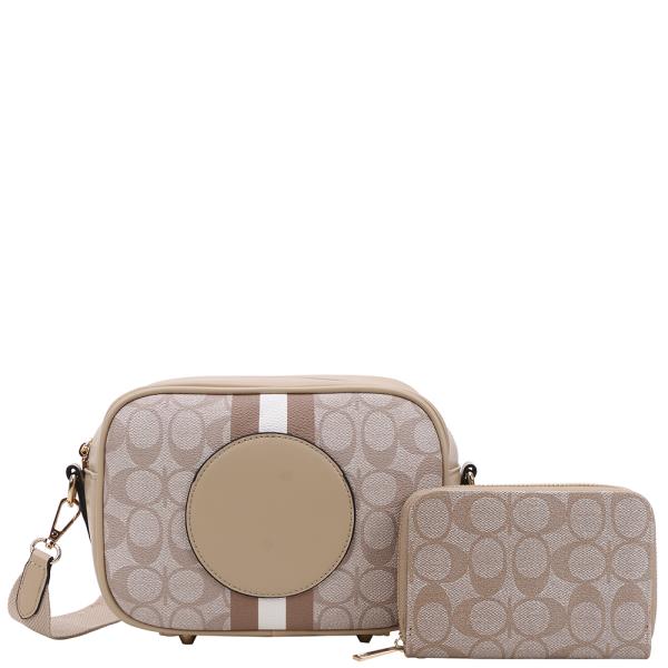 2IN1 OVAL DESIGN ZIPPER CROSSBODY W WALLET SET