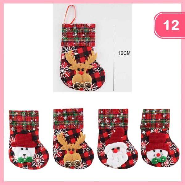 PLAID CHRISTMAS STOCKING (12 UNITS)