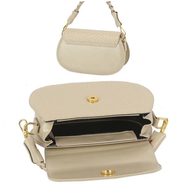 TEXTURED DESIGN HANDLE BAG W GUITAR STRAP