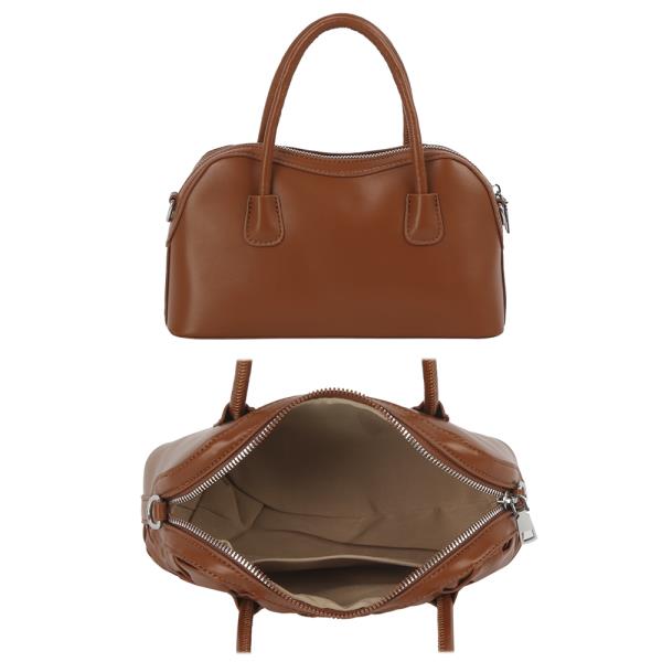 QUILTED DESIGN HANDLE SATCHEL BAG