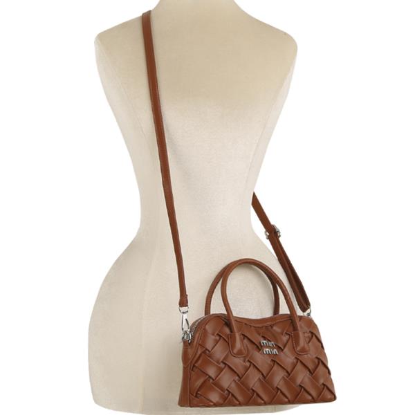 QUILTED DESIGN HANDLE SATCHEL BAG