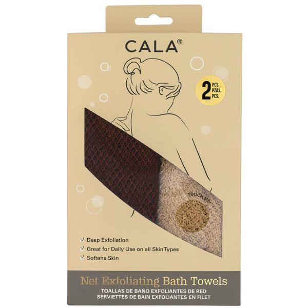 CALA NET EXFOLIATING BATH TOWELS NUDE 2PCS