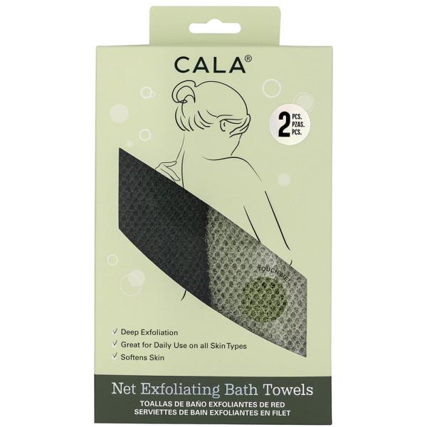 CALA NET EXFOLIATING BATH TOWELS SAGE 2PCS