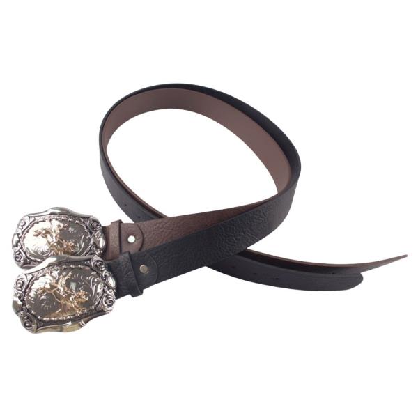 WESTERN ENGRAVED BUCKLE FAUX LEATHER BELT