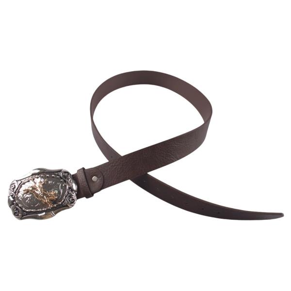 WESTERN ENGRAVED BUCKLE FAUX LEATHER BELT