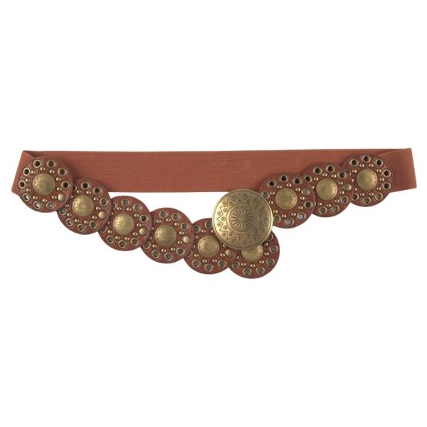 WESTERN VINTAGE METAL FLORAL DISC ELASTIC BELT