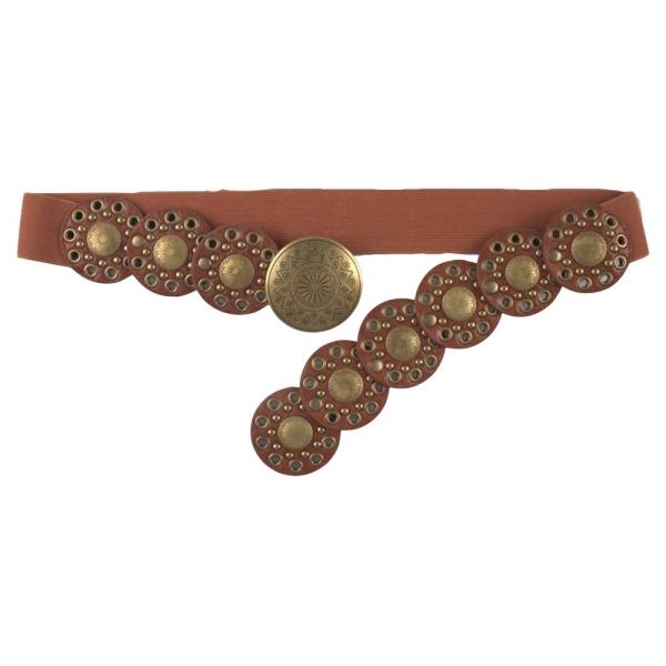 WESTERN VINTAGE METAL FLORAL DISC ELASTIC BELT