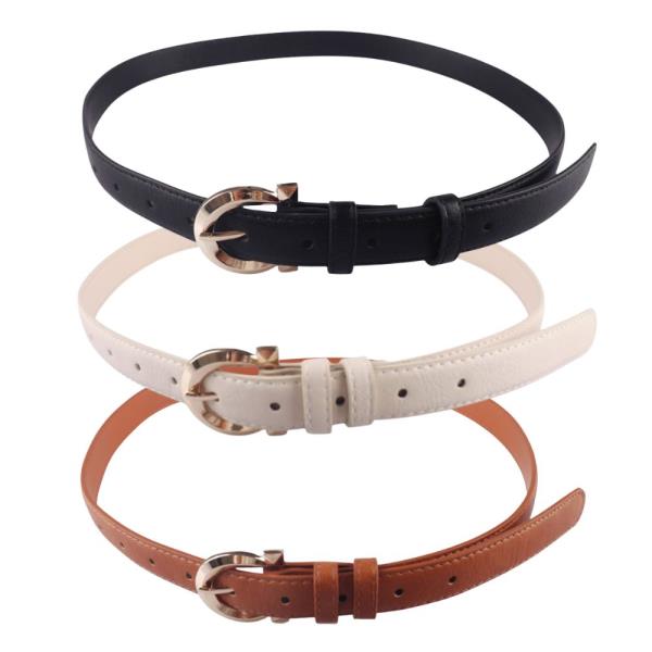 THIN METAL BUCKLE FAUX LEATHER 3PC BELT SET