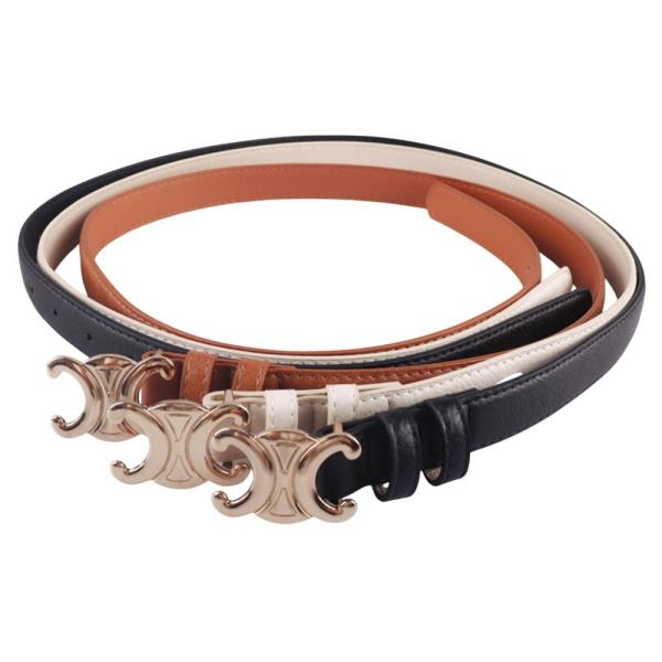 ORNATE METAL ACCENT LEATHER 3PC BELT SET
