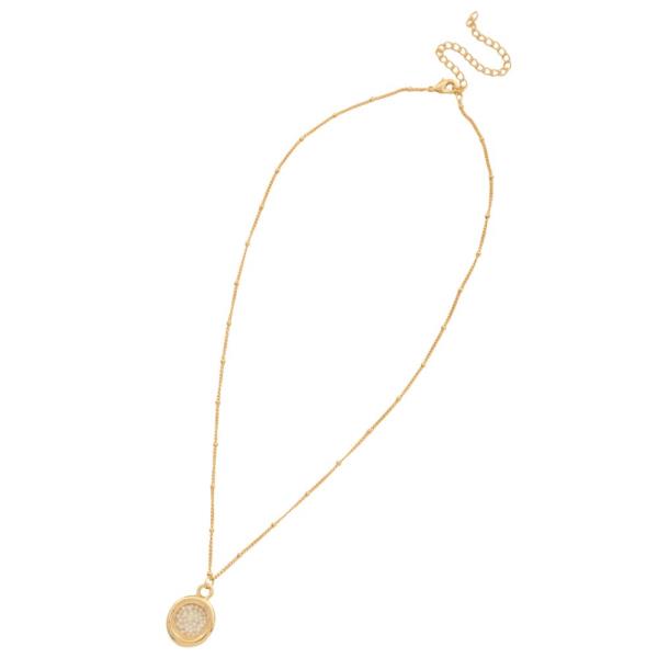 SODAJO DAINTY PEARL BEAD ROUND PENDANT GOLD DIPPED NECKLACE