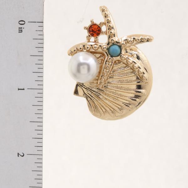 SEA LIFE PEARL BEAD METAL EARRING