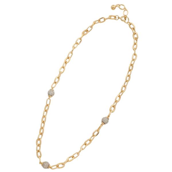 GOLD DIPPED CZ BALL STATION CHAIN NECKLACE