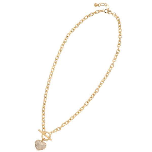 GOLD DIPPED CZ HEART PENDANT NECKLACE