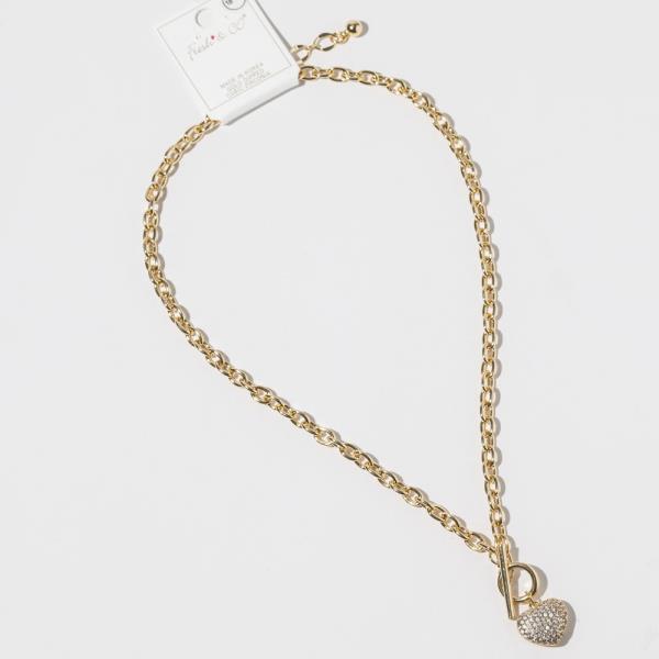 GOLD DIPPED CZ HEART PENDANT NECKLACE
