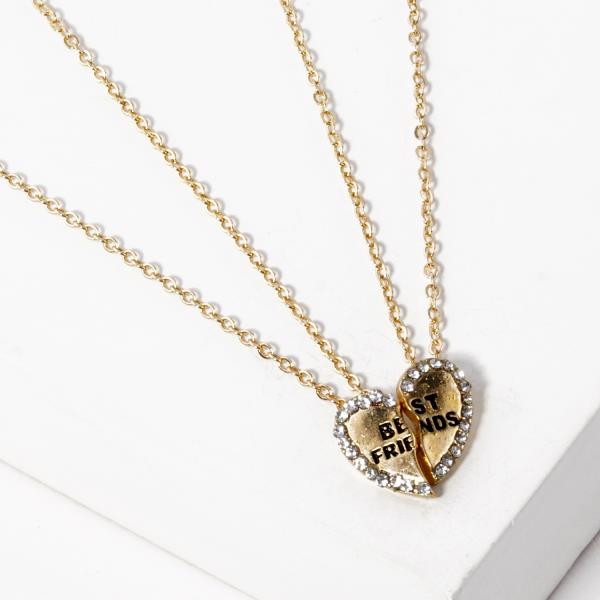 GOLD DIPPED HEART BEST FRIEND PENDANT NECKLACE SET