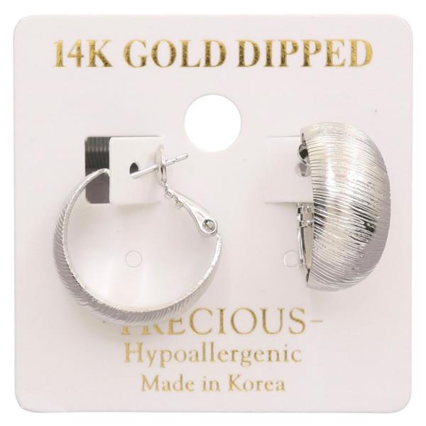 14K GOLD DIPPED TEXTURED WIDE HOOP EARRING