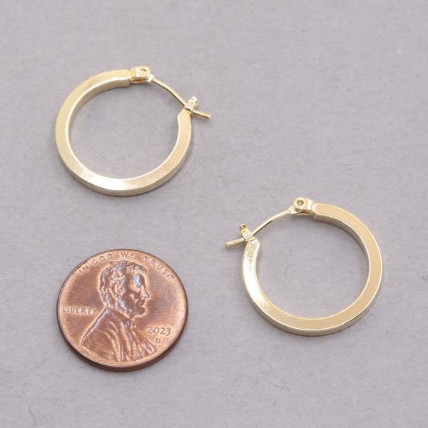 14K GOLD DIPPED FLAT HOOP EARRING