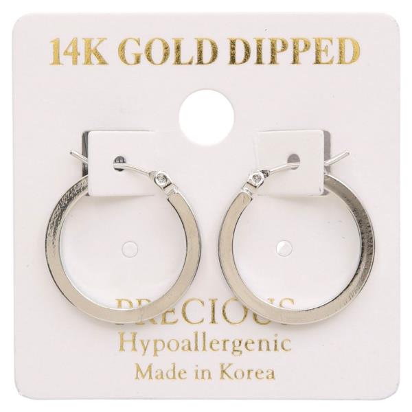 14K GOLD DIPPED FLAT HOOP EARRING