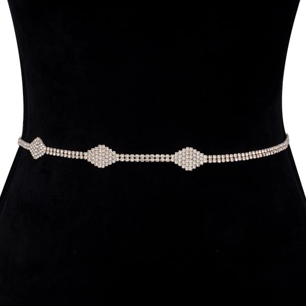 RHINESTONE GEOMETRIC SHAPE HOOK BELT