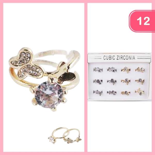CUBIC ZIRCONIA  BUTTERFLY RING (12 UNITS)