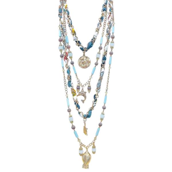 SEA LIFE CHARM BEADED LAYERED NECKLACE