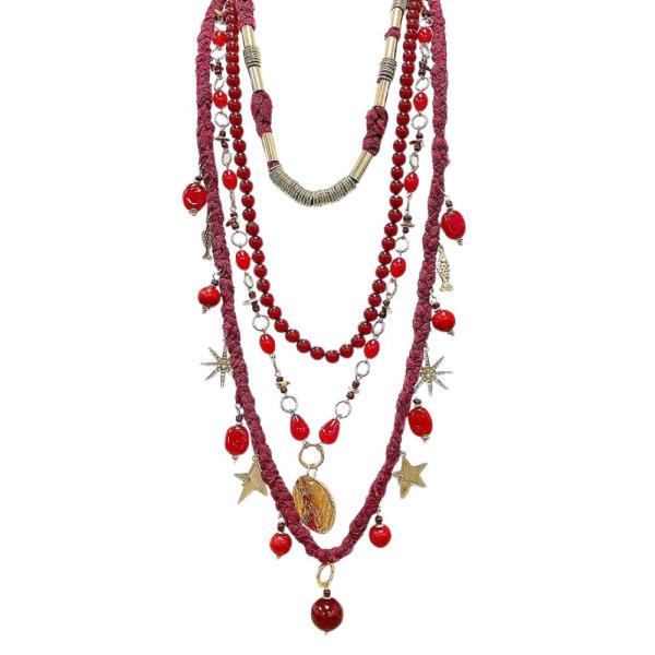 MULTI CHARM BEADED LAYERED NECKLACE