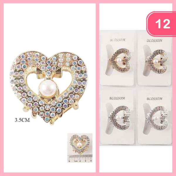 RHINESTONE HEART HAIR CLAW CLIP (12 UNITS)