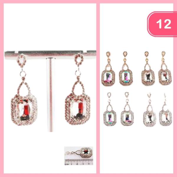 RHINESTONE DANGLE EARRING (12 UNITS)