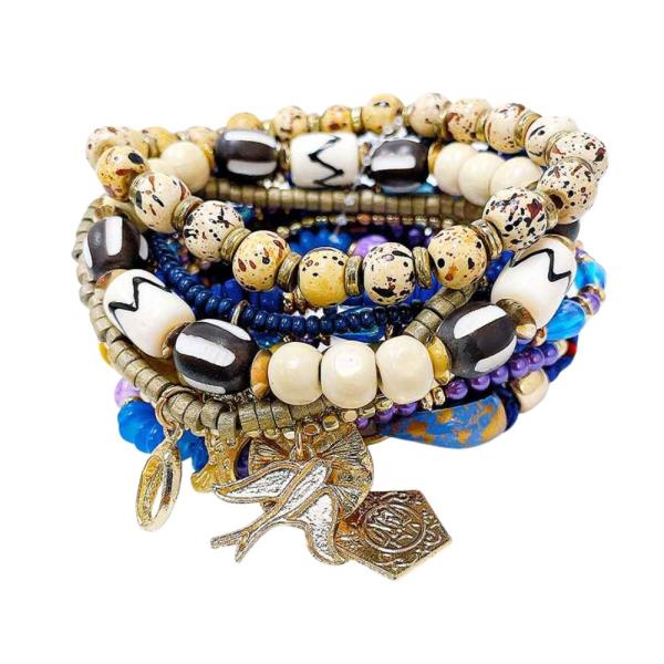 MULTI CHARM MIX BEAD BRACELET SET