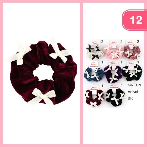 VELVET BOW HAIR TIE (12 UNITS)