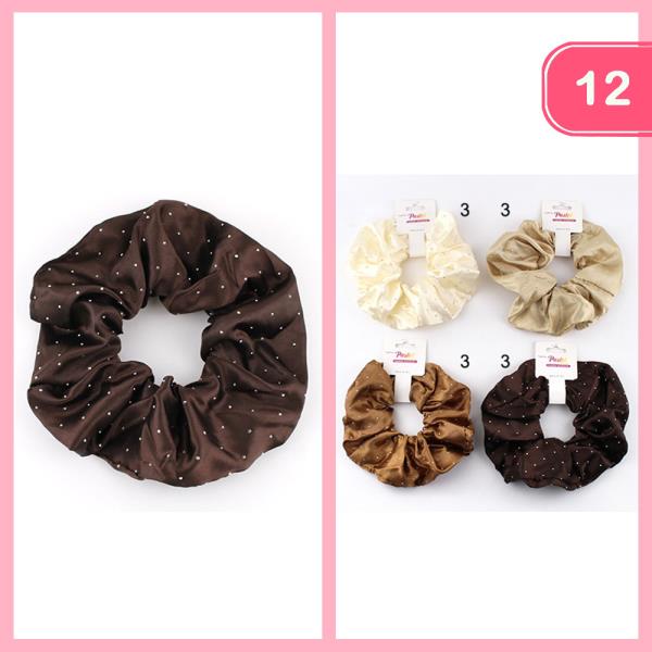 SILK LIKE POLKA DOT HAIR SCRUNCHIE (12 UNITS)