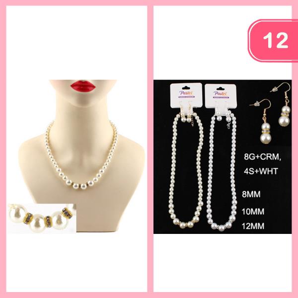 PEARL RHINESTONE NECKLACE (12 UNITS)