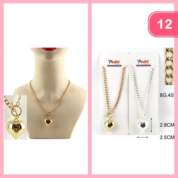 TOGGLED HEART PENDANT NECKLACE (12 UNITS)