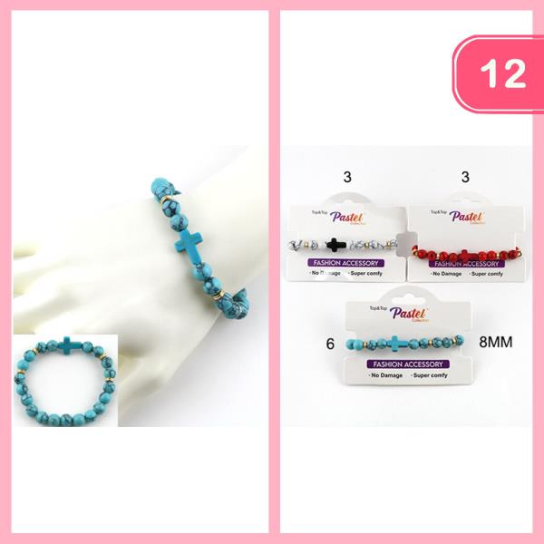 BEADED CROSS BRACELET (12 UNITS)