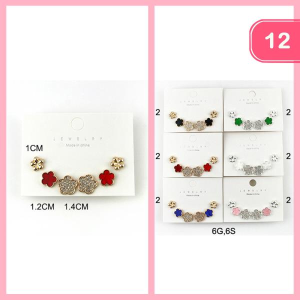 MIXED FLOWER POST EARRING (12 UNITS)