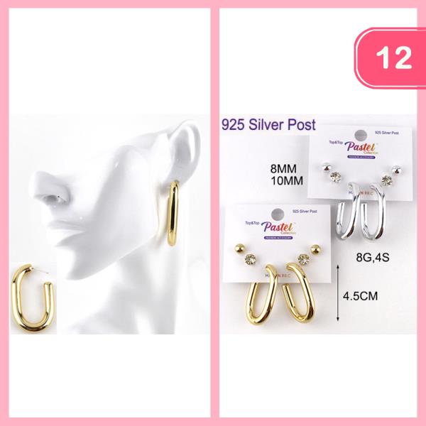 POST HOOP DANGLE EARRING SET (12 UNITS)