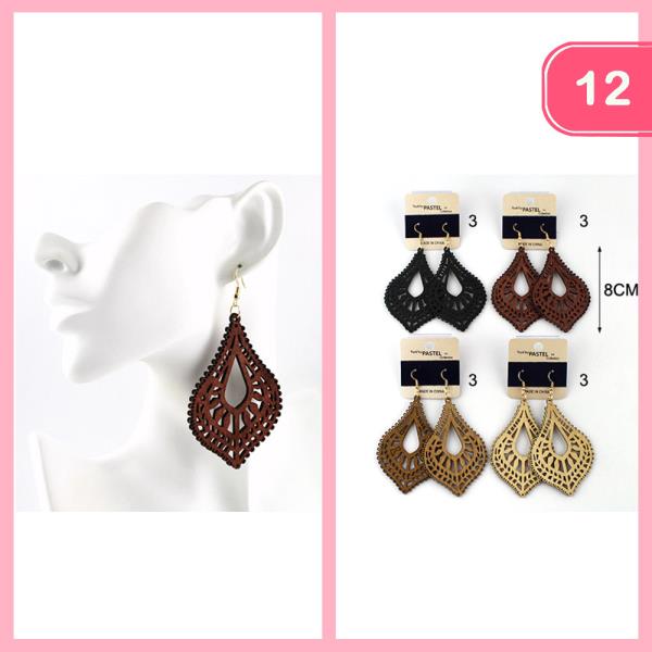 DANGLE WOODEN EARRING (12 UNITS)