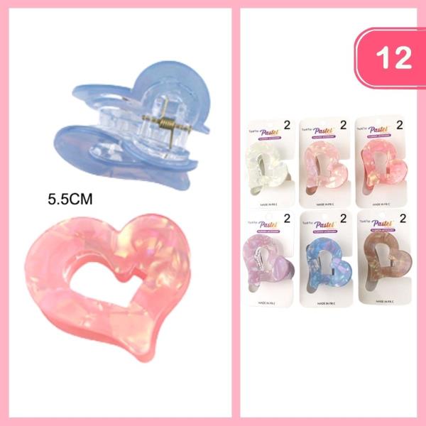 HEART HAIR CLAW CLIP (12 UNITS)